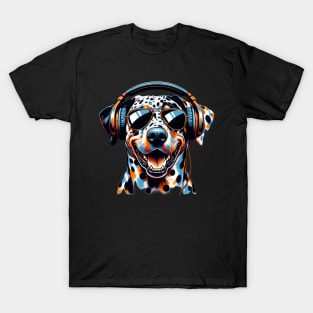 Catahoula Leopard Dog as Smiling DJ in Japanese Art Style T-Shirt